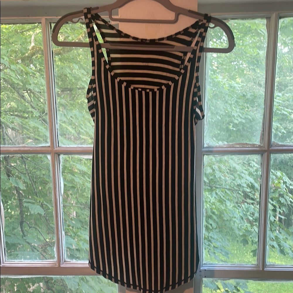Lululemon Athletica Black and White Striped Tank Top